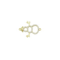 Clear CZ Gold Snowman Connector Charm Pendant, Sku#Y986