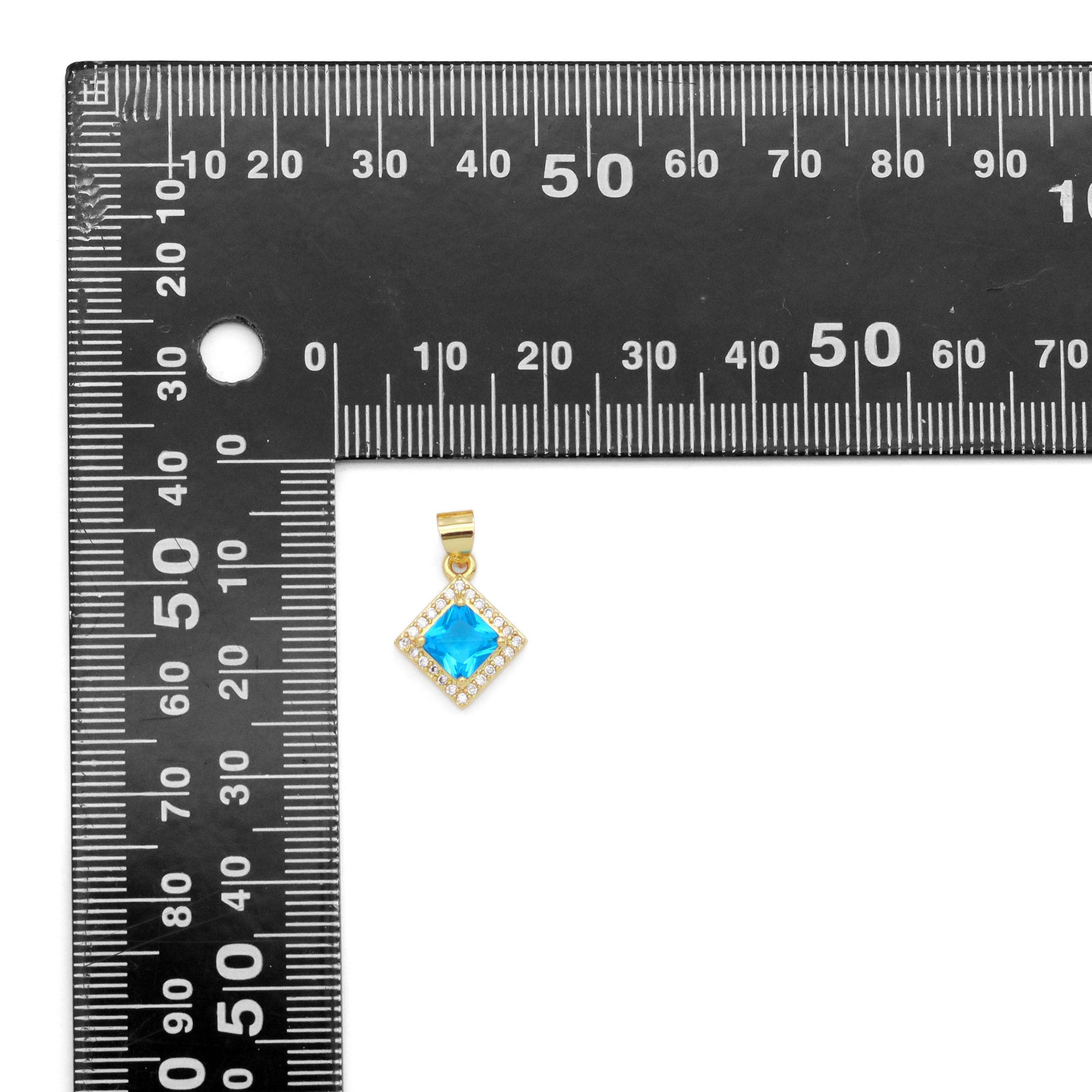 Gold Diamond Shape Colorful Crystal Stone Charm, Sku#LX463