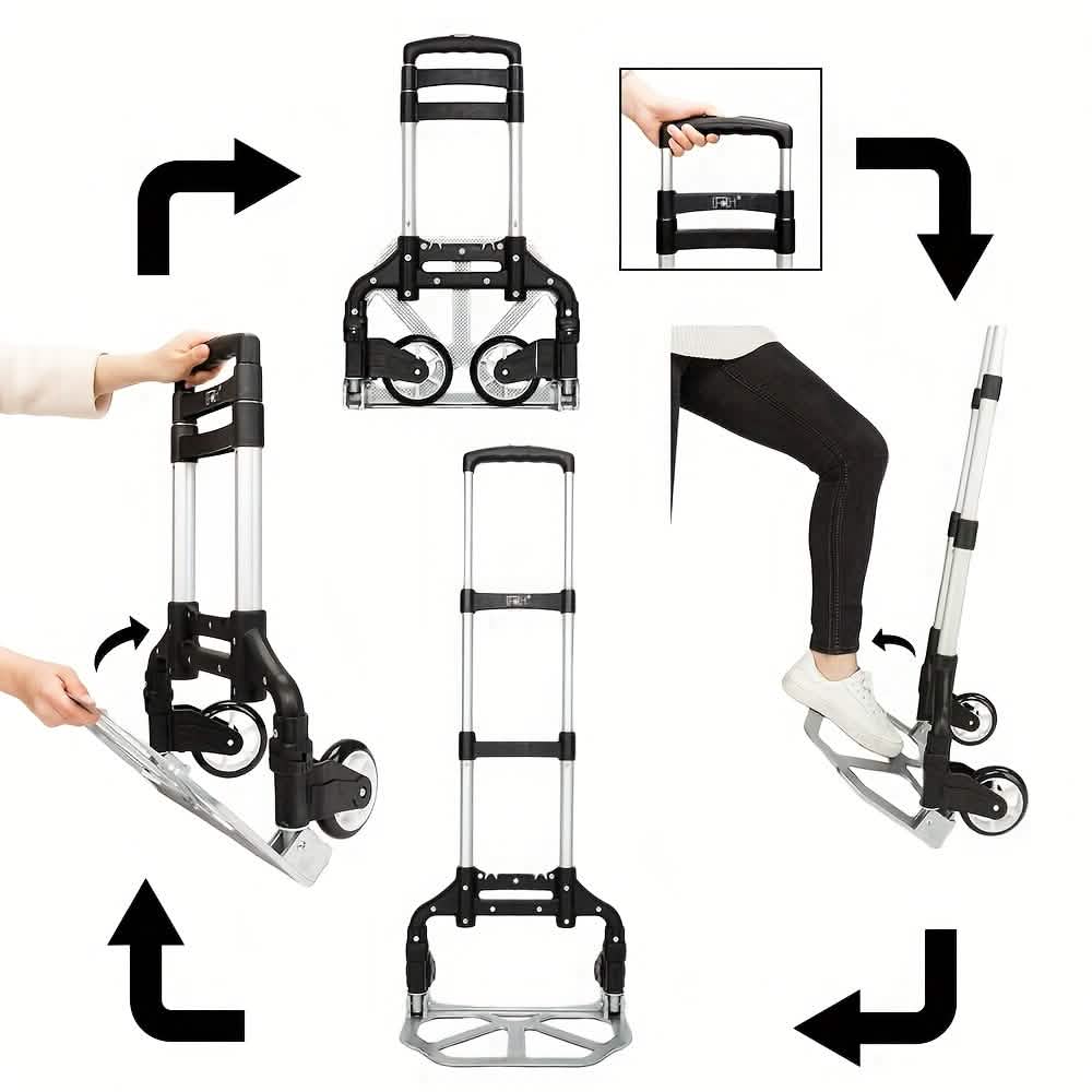 Folding Aluminum Hand Cart & Dolly – 165 lb Capacity, Lightweight & Portable