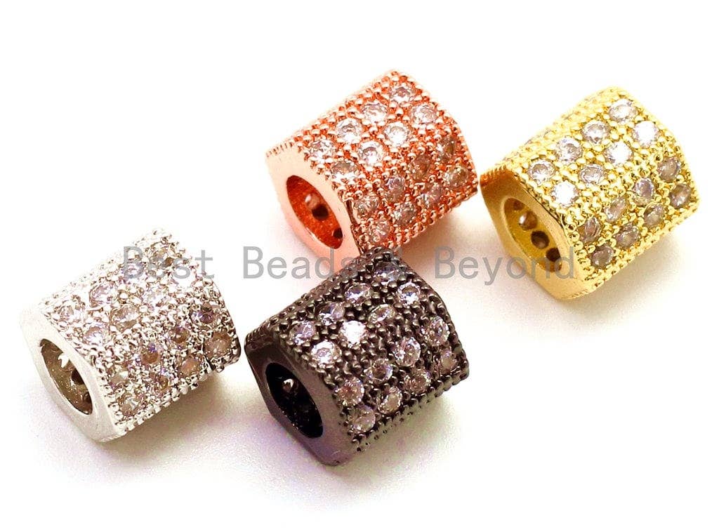 CZ Big Hole Six-sided/Hexagonal Tube Clear Micro Pave Beads, Cubic Zirconia Beads, 7x7mm, Sku#G152