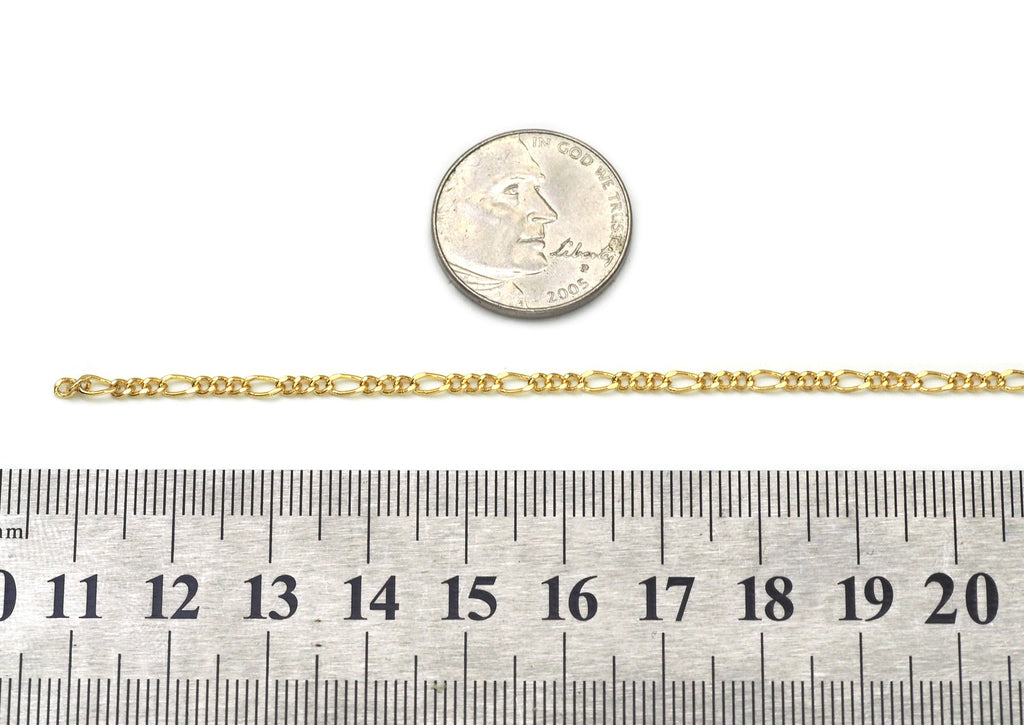 18K Gold Dainty Figaro Chain, sku#E559