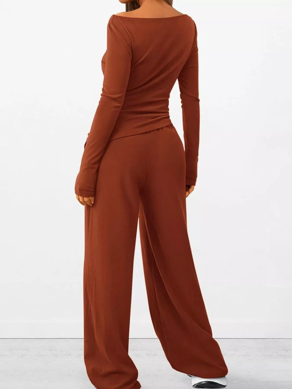 Long Sleeve Top and Wide Leg Pants Set