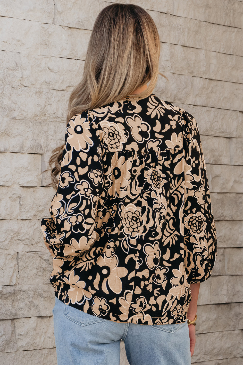 Camilla Bracelet Sleeve Boho Blouse-Threaded Pear