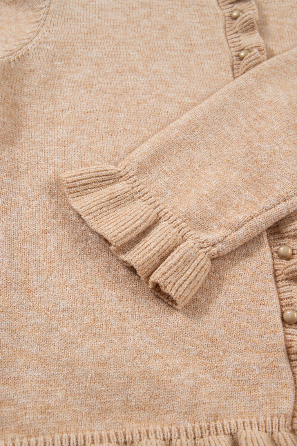 Yamileth Oatmeal Ruffle Trim Sweater