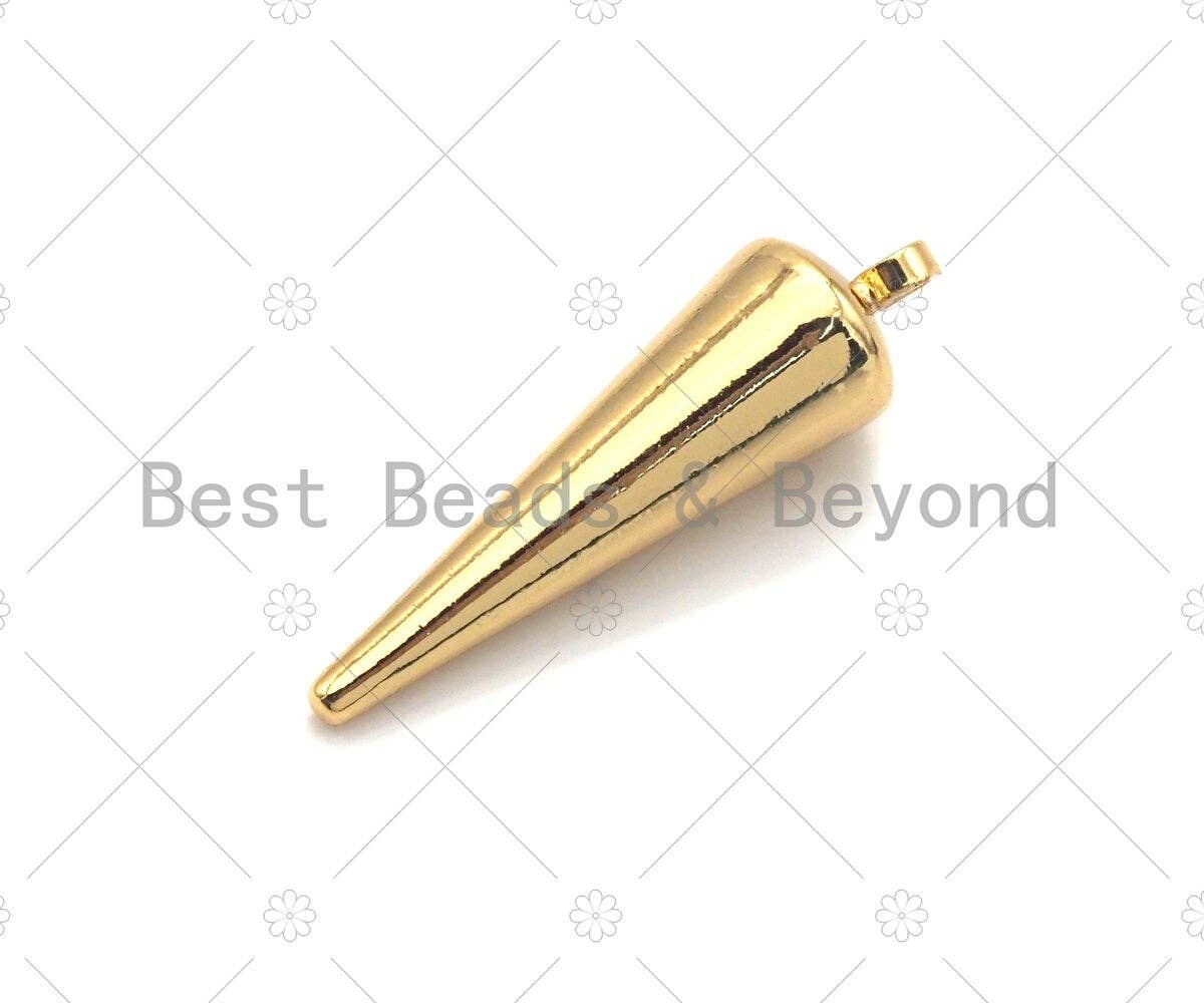 3D Gold/Silver/Rose Gold Cone Shape Charm, Spike Charm, Jewelry Supplies, DIY Jewelry, Spike Necklace Bracelet Earring Charm, sku#Y304