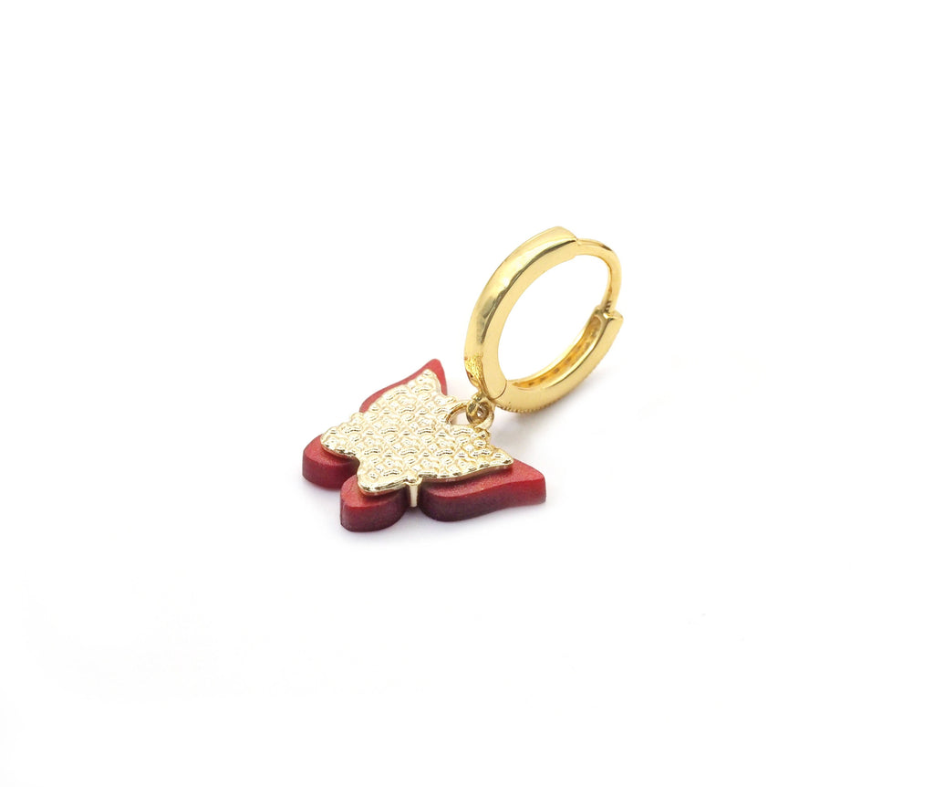 Colorful CZ Enamel Butterfly Hoop Earrings, Sku#EF205