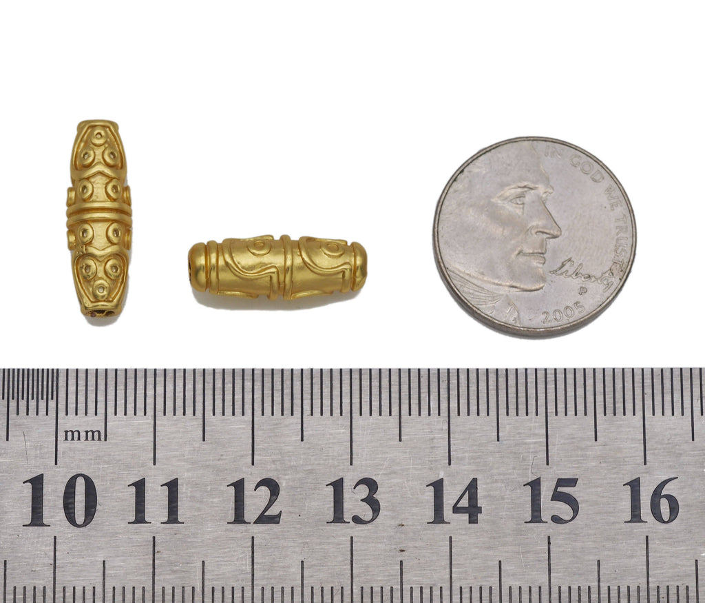 Matt Gold Oval Tube Spacer Beads, Sku#LX38