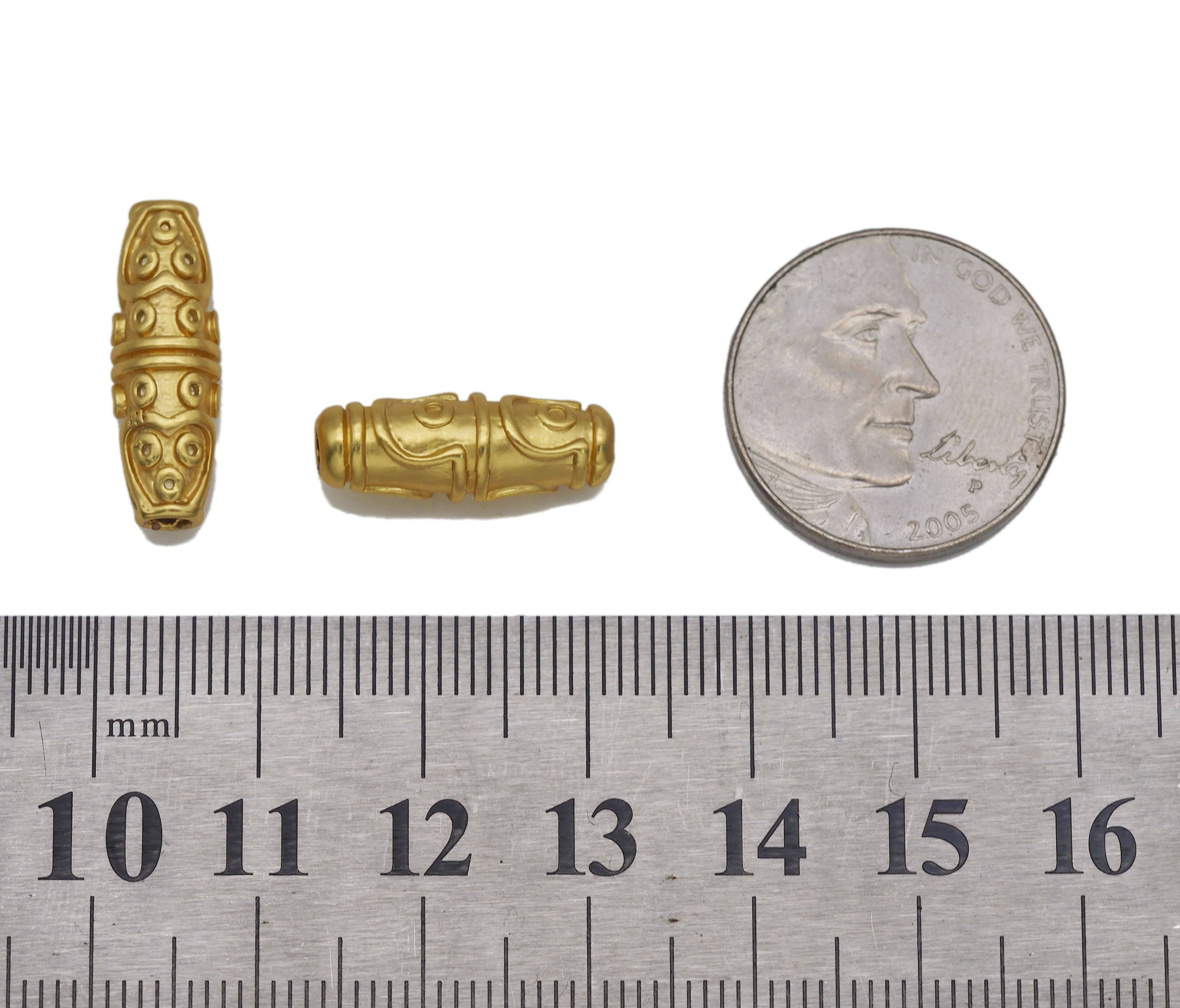 Matt Gold Oval Tube Spacer Beads, Sku#LX38