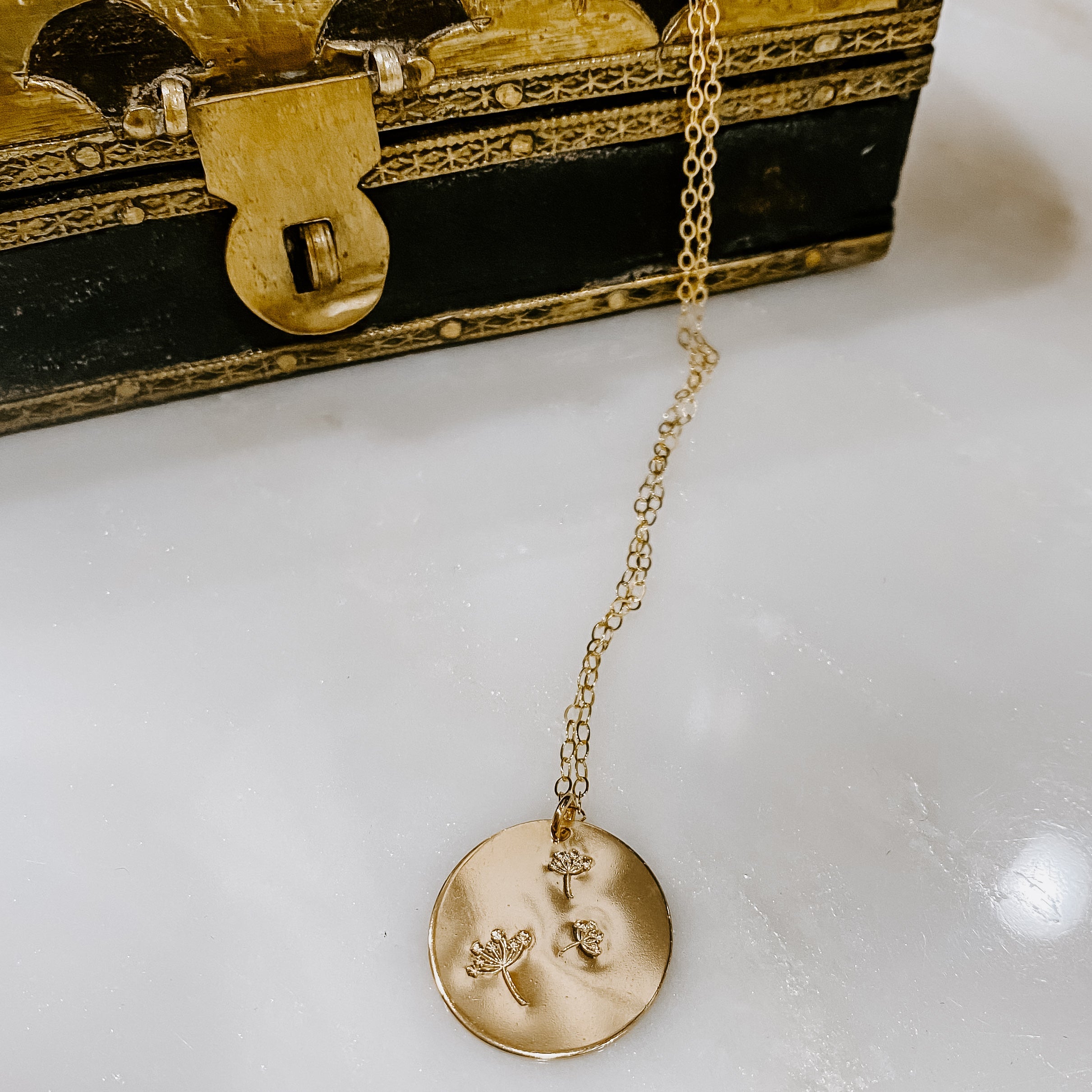 Hand Stamped Wish Coin Necklace