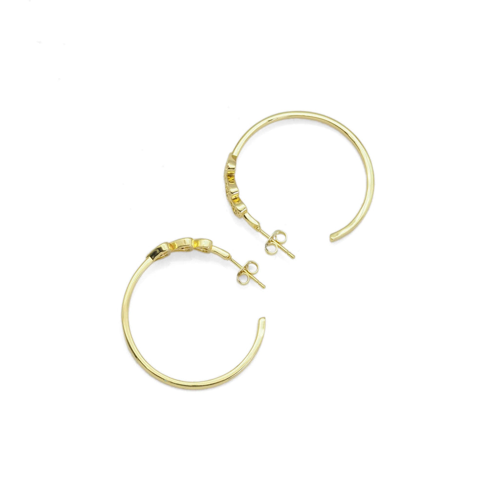 Clear CZ Gold Heart Hoop Earrings, Sku#LX257-Bestbeads & Beyond