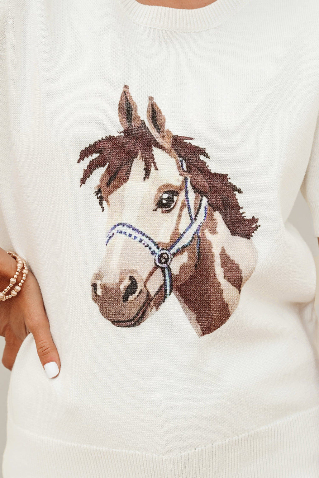 Regina Printed Short Sleeve Sweater