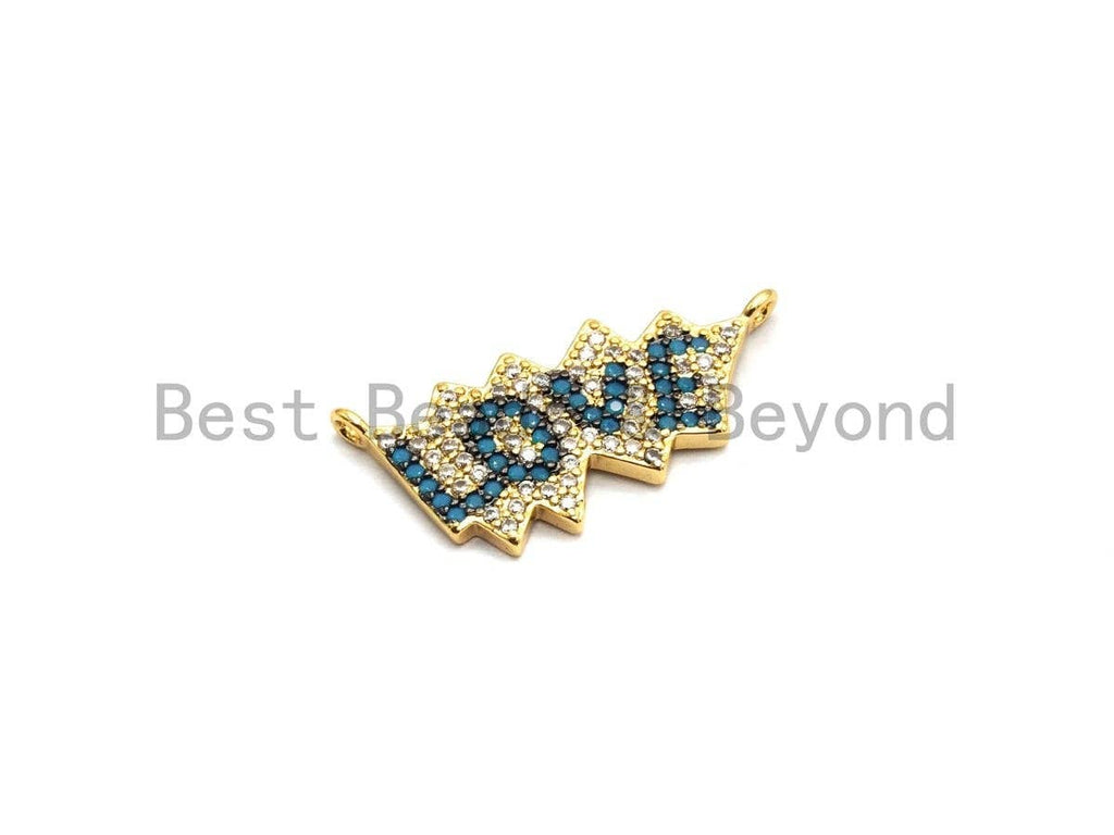 CZ Micro Pave Cobalt/Fuchsia/Green/Black LOVE Pendant/Connector, CZ Pave Pendant, Gold plated, 12x25mm ,sku#F654