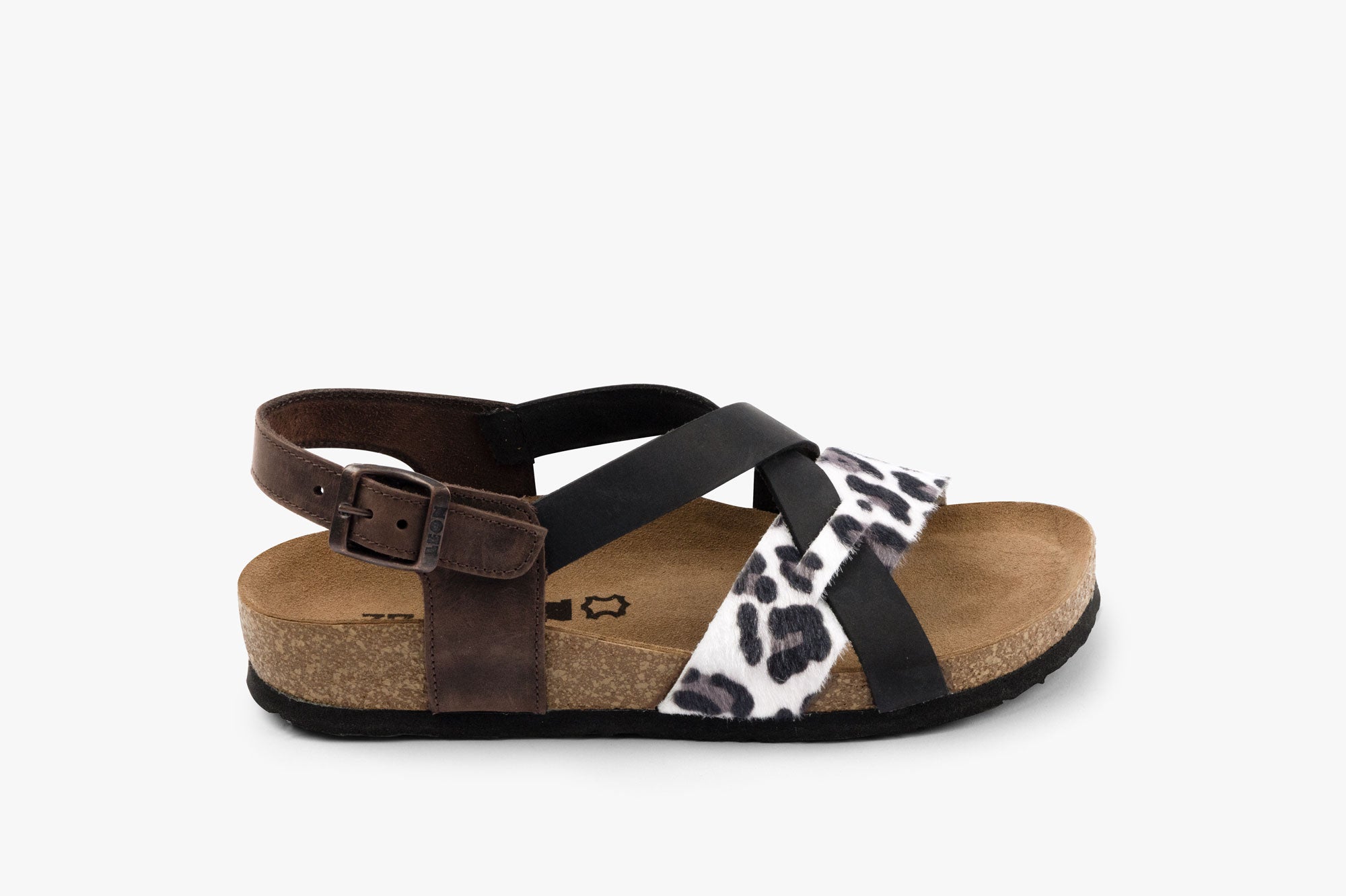 Noa by LEON- Women’s Leather Sandal- Ankle Strap with Adjustable Buckle & Arch Support