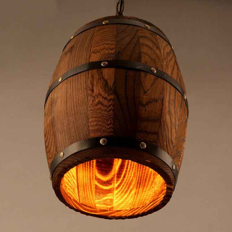 Rustic wooden barrel chandelier
