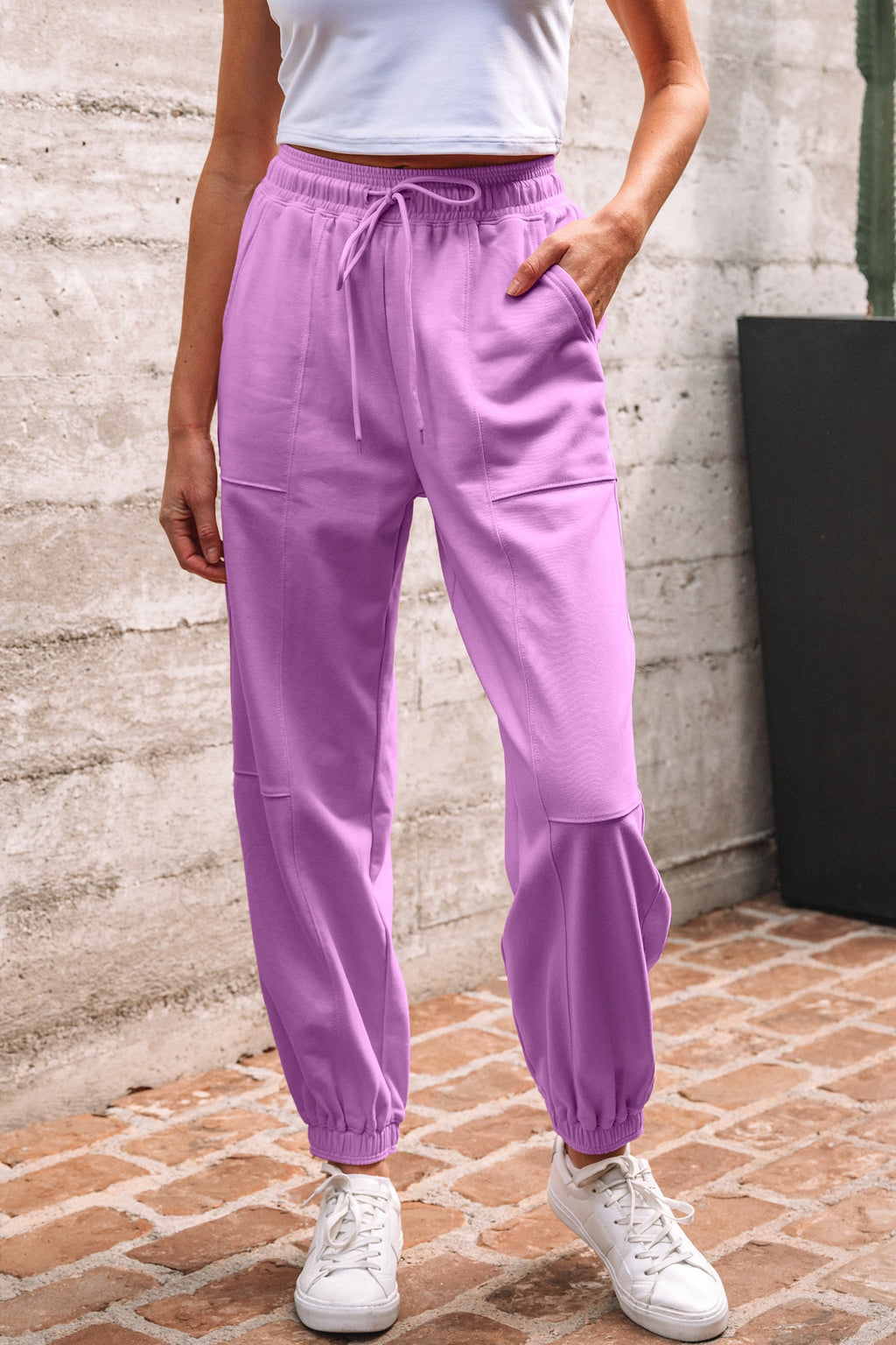 Antonella Solid Color Jogger Pants-Threaded Pear