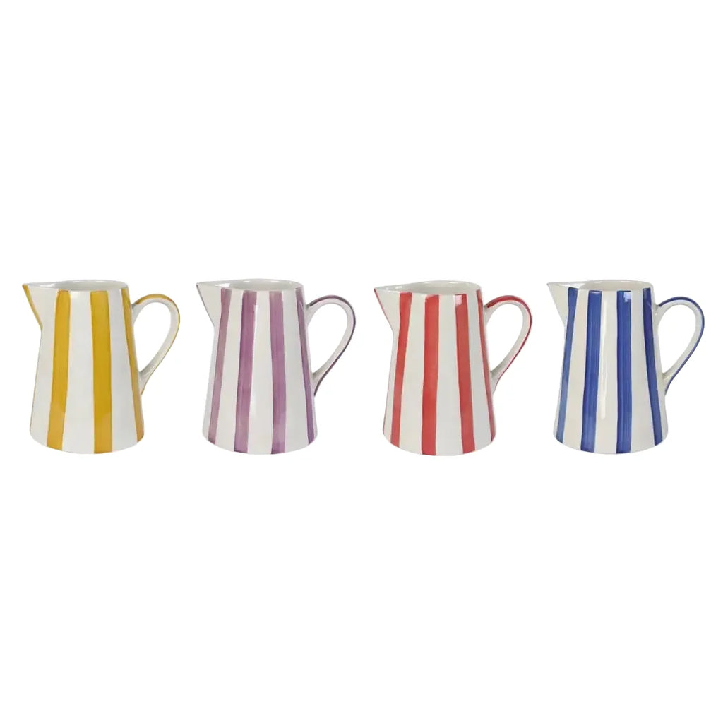 Red Stripe Pitcher | Handpainted Stoneware