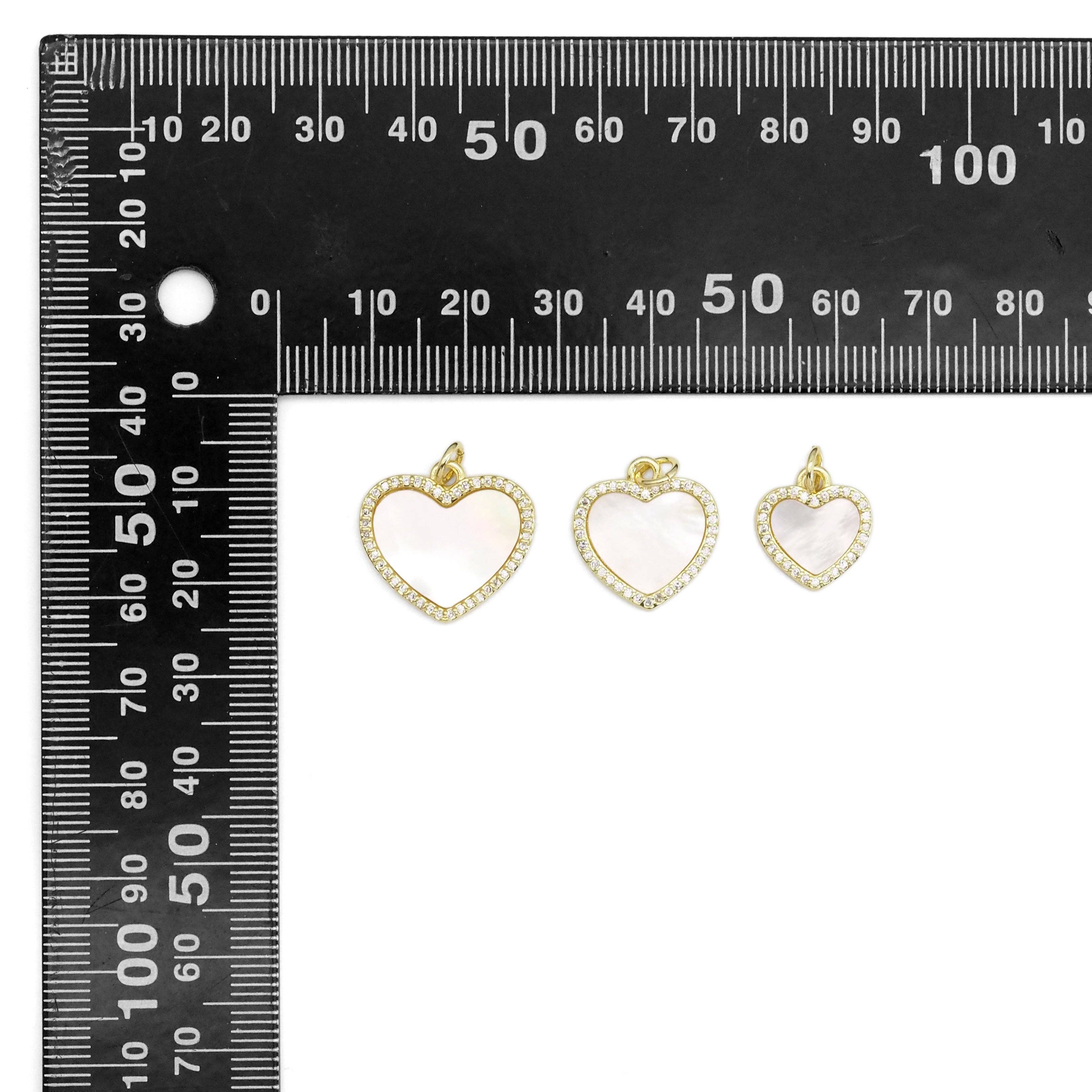 CZ Gold White Pearl Heart Charm, Sku#LX399