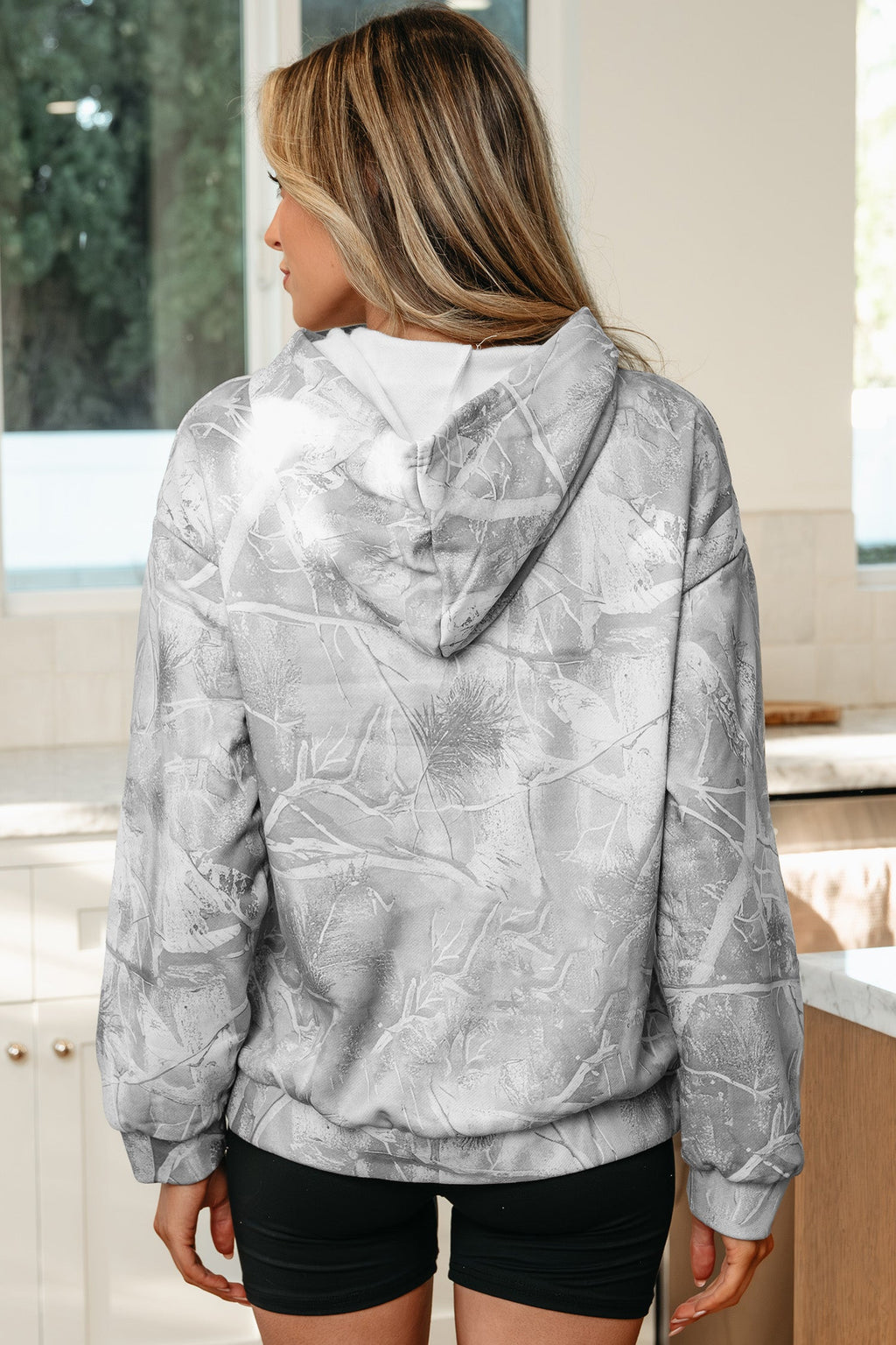 Maya Print Oversized Sporty Hoodie-Threaded Pear