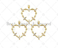 Gold Filled CZ Micro Pave Heart Frame Shape Pendant, 18k Gold Filled Heart Charm, Necklace Bracelet Charm Pendant,28x30mm,Sku#Z1357