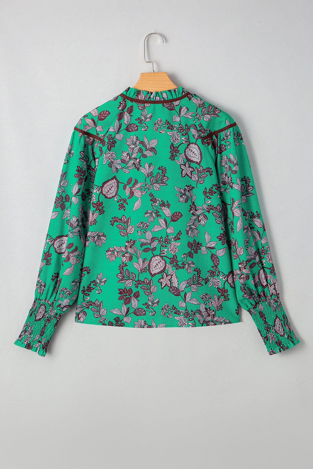 Elouise Shirred Puff Sleeve Blouse-Threaded Pear