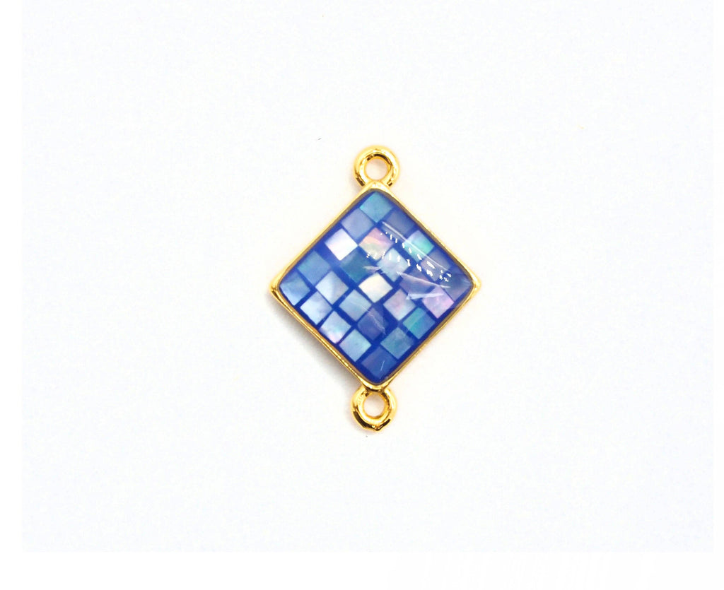Natural Cobalt Shell Rhombus Shape Charm, 18x14mm, Sku#Z284