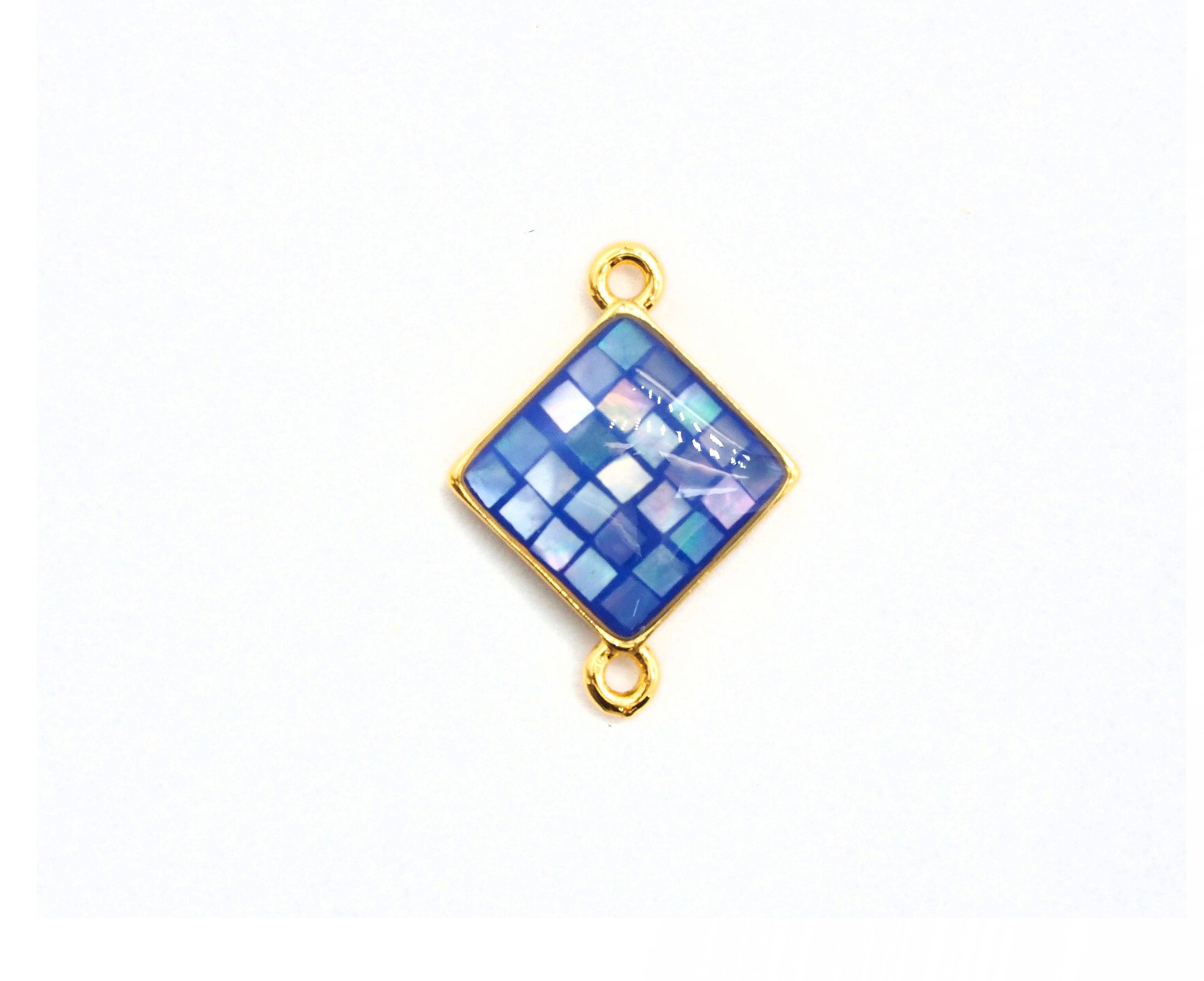 Natural Cobalt Shell Rhombus Shape Charm, 18x14mm, Sku#Z284