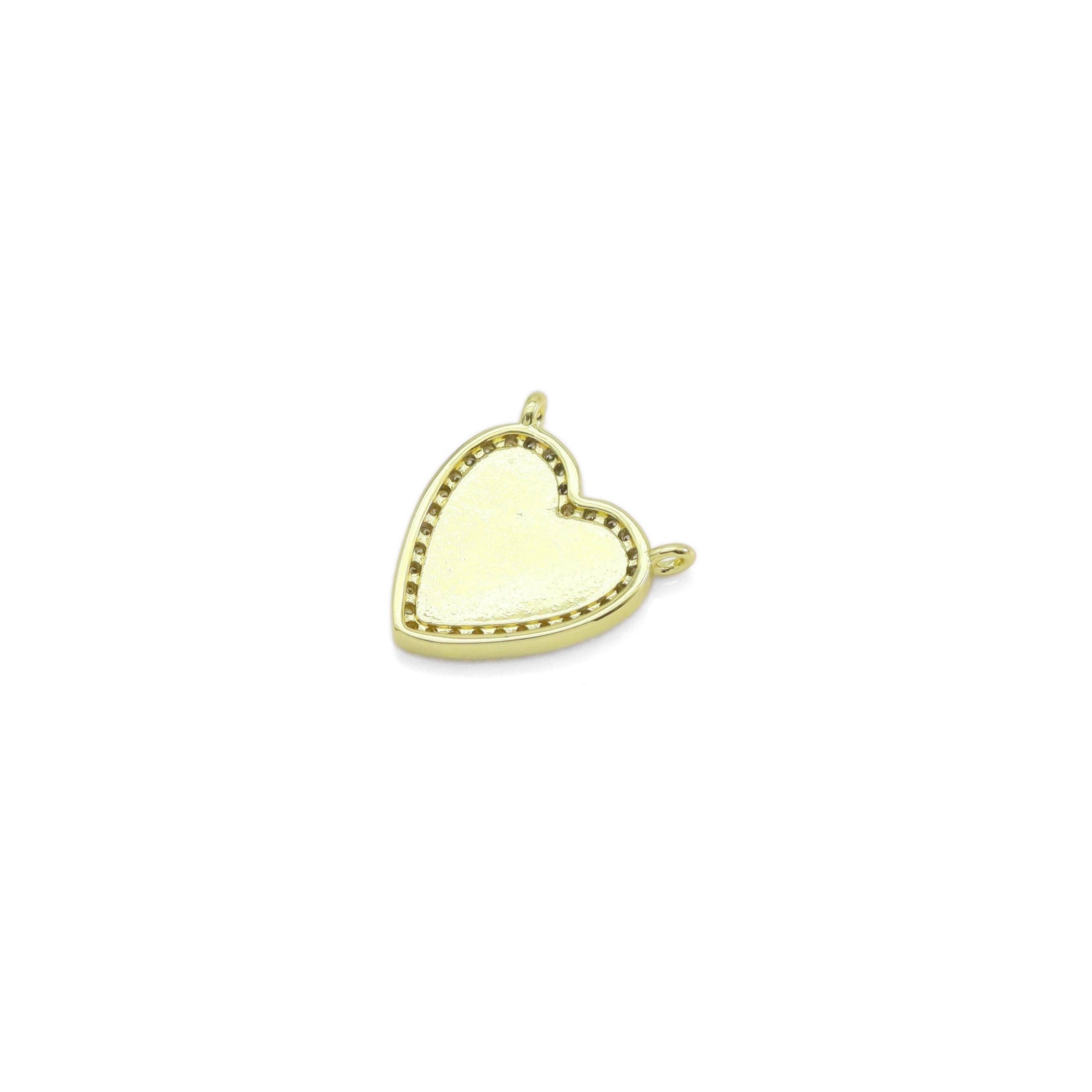 Gold CZ Mother of Pearl CZ Heart Shape Charm, Sku#LX456