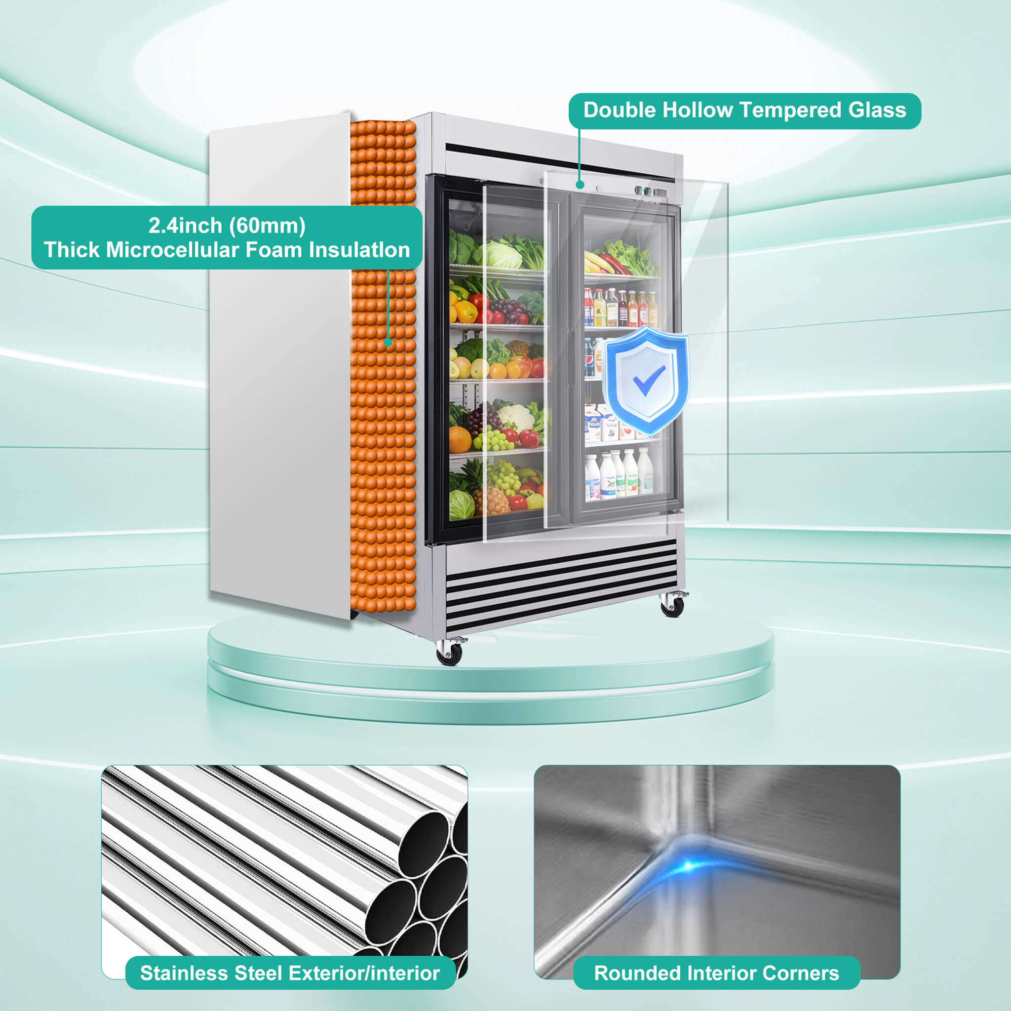 49-Inch Upright Commercial Reach-In Display Refrigerator