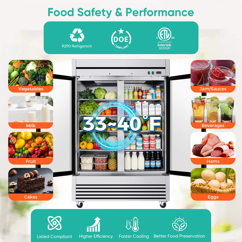 49-Inch Upright Commercial Reach-In Display Refrigerator