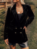 Velvet Lapel Collar Button Up Blazer