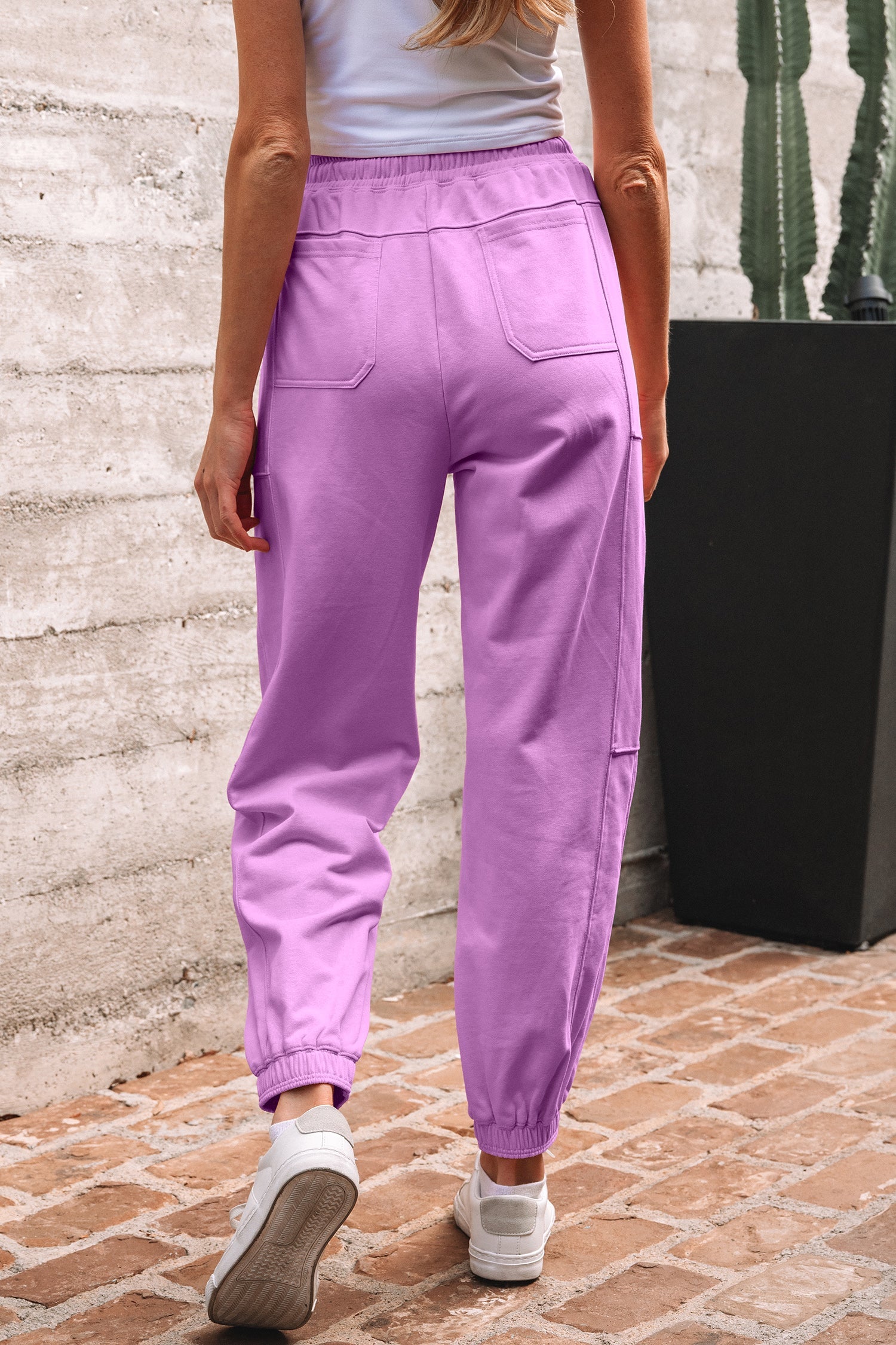 Antonella Solid Color Jogger Pants-Threaded Pear