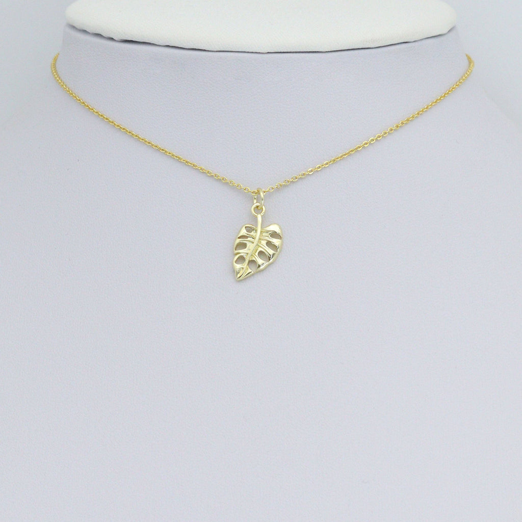 Gold Silver Leaf Charm Pendant, Sku#LX842