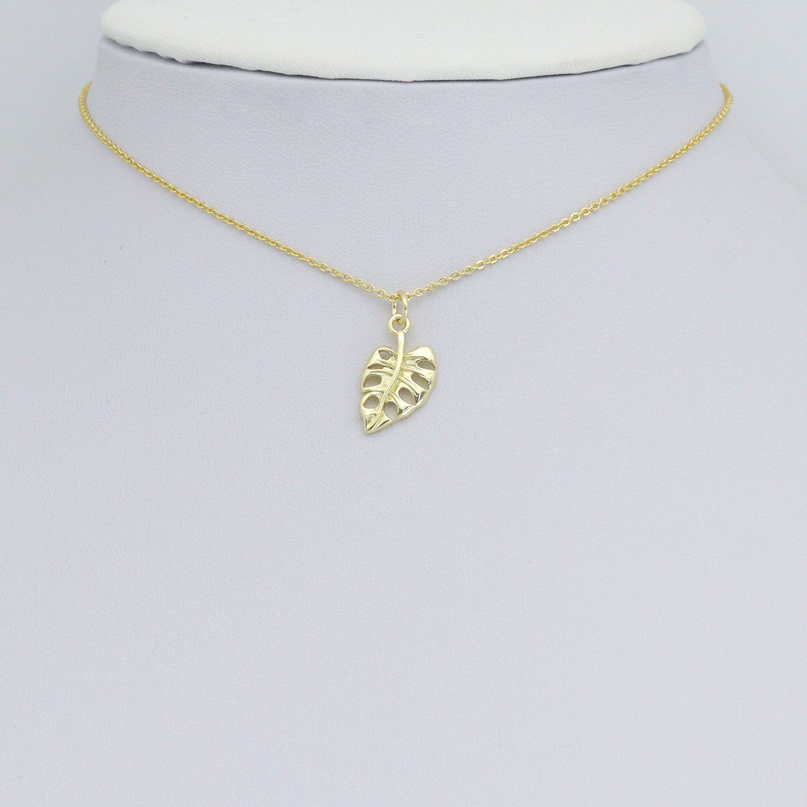 Gold Silver Leaf Charm Pendant, Sku#LX842