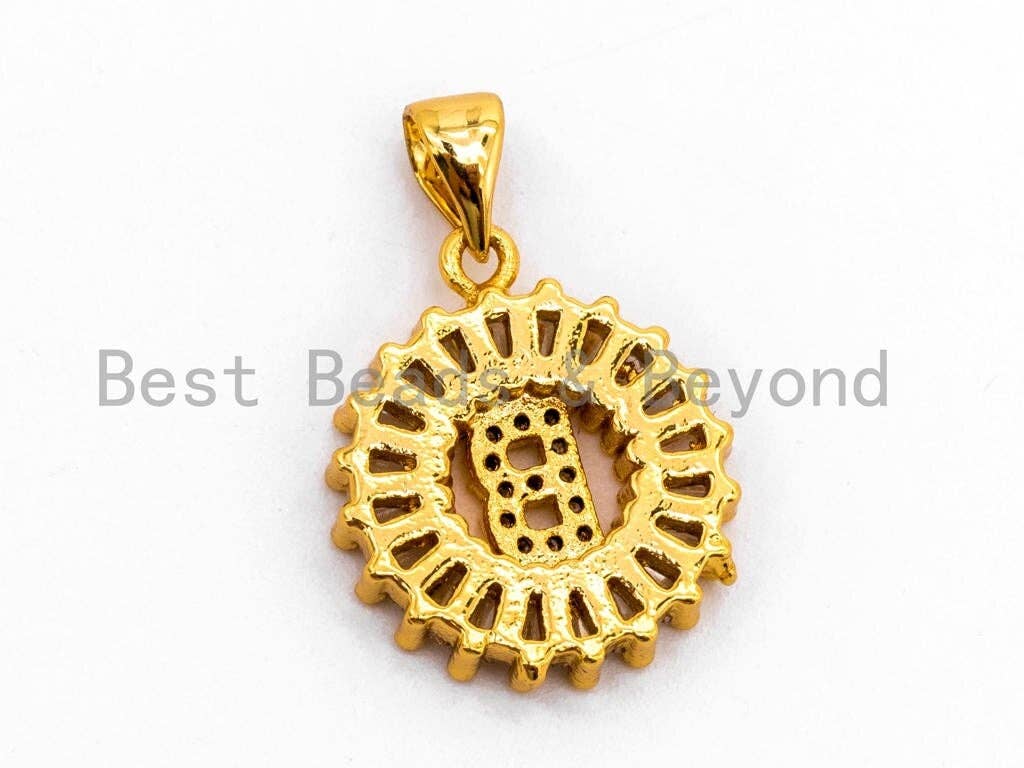 CZ Micro Pave Initial Letter B Charm/Pendent Beads,Cubic Zirconia Pave  Alphabet Beads Pendent, Gold/Silver Finish,16x18mm, sku#Z221