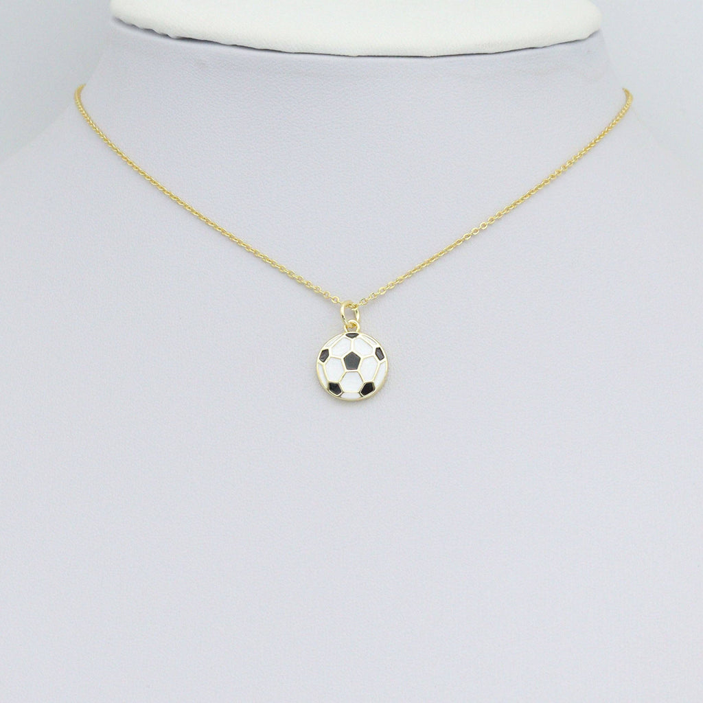 White Black Enamel Soccer Ball Charm Pendant,Sku#LX853