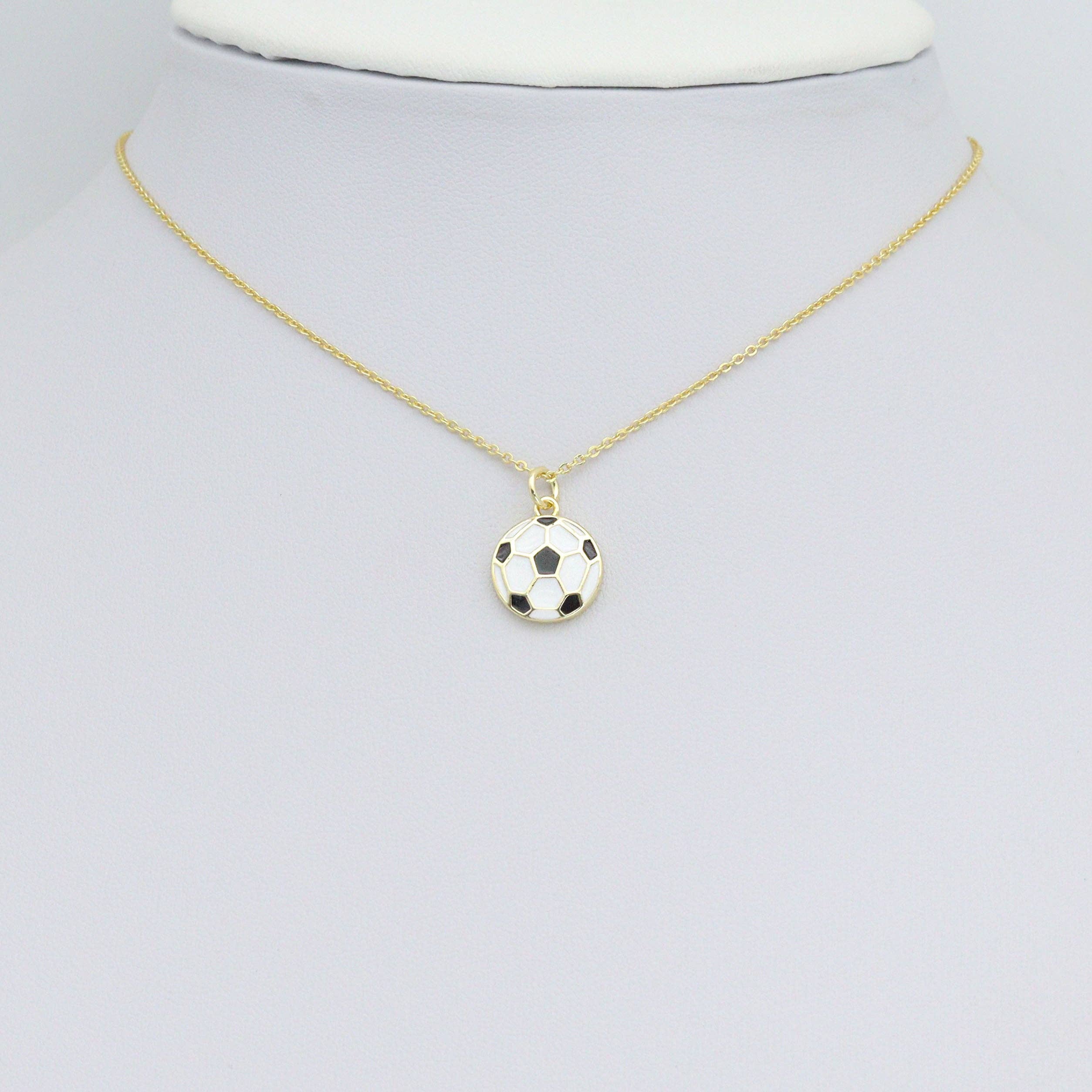 White Black Enamel Soccer Ball Charm Pendant,Sku#LX853