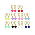 Cute Colorful Enamel Heart Hoop Earrings, Sku#EF568