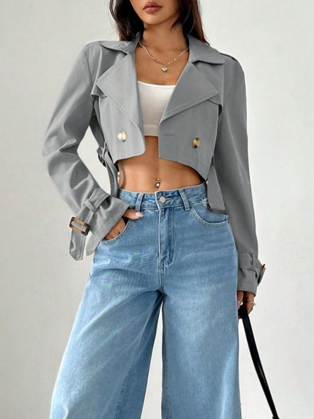 Double-Breasted Cropped Outerwear
