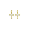 Gold Clear CZ Cross Charm, Sku#LX278
