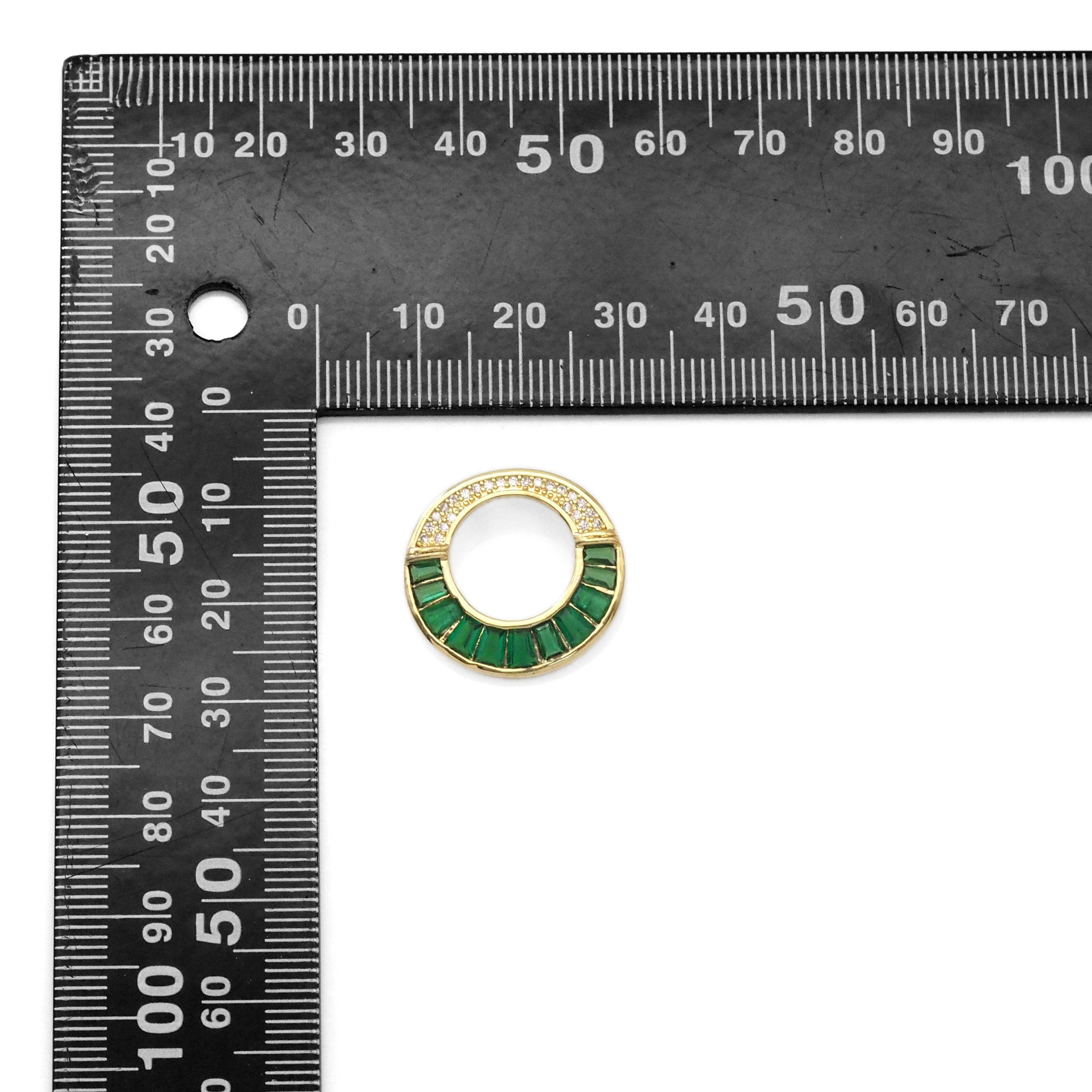 Colorful Baguette CZ Gold Round Ring Charm, Sku#LX323