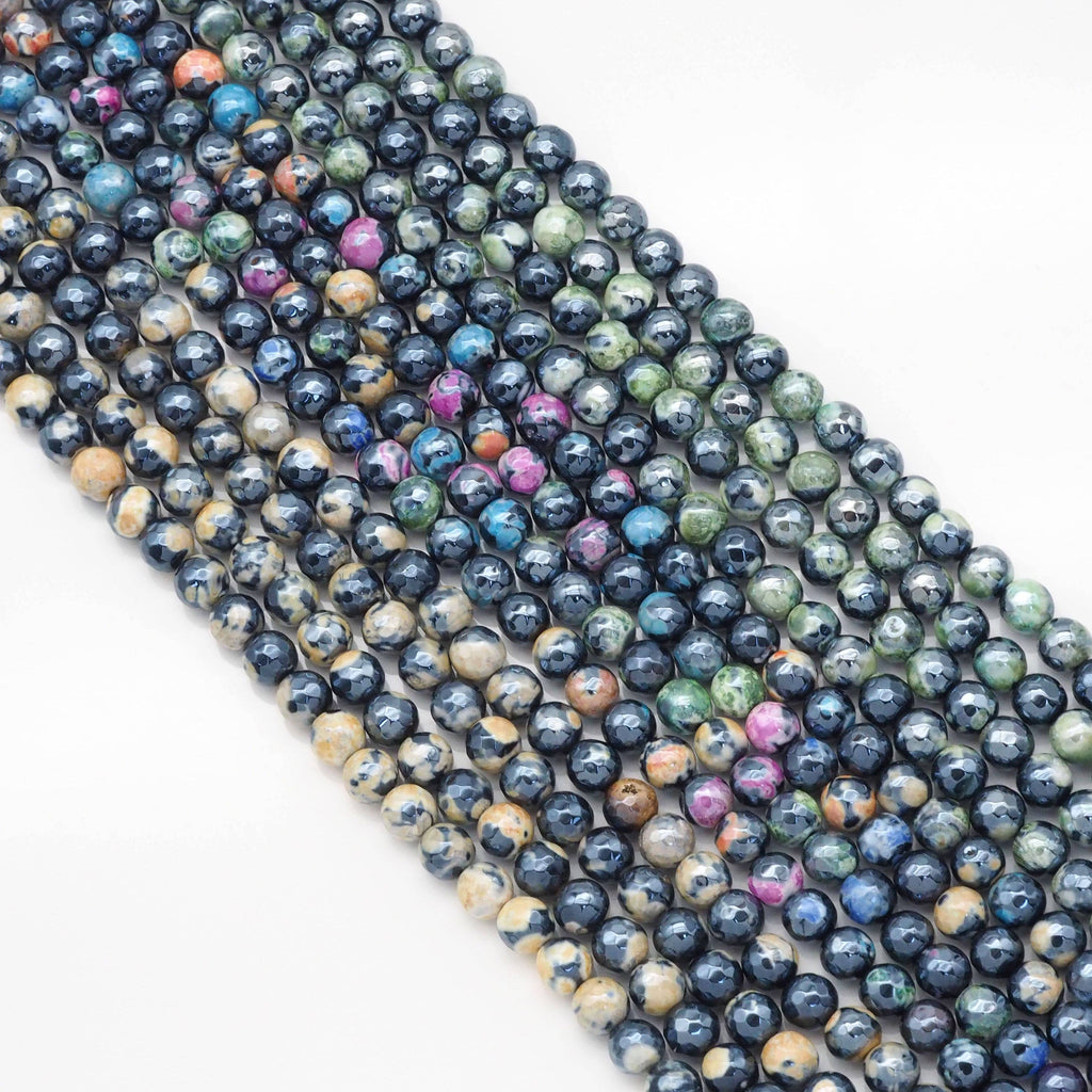 Mystic Agate Round Faceted Beads, Sku#U1761