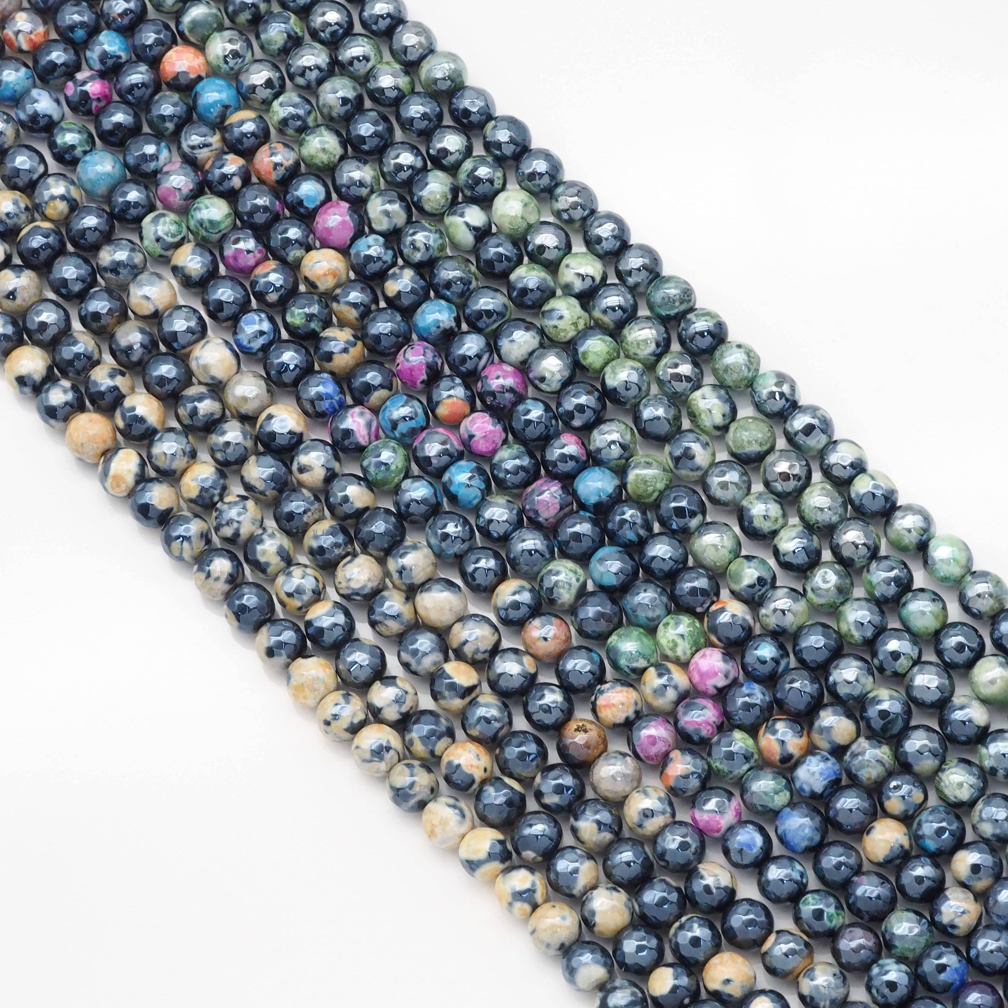 Mystic Agate Round Faceted Beads, Sku#U1761
