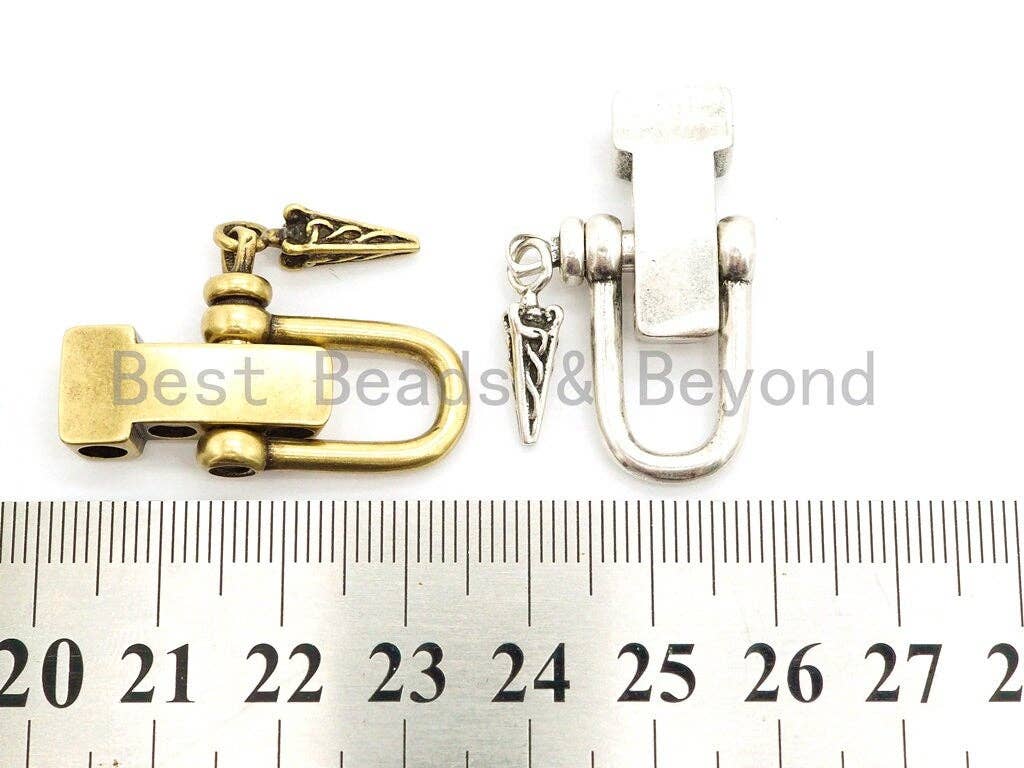 Antique Style Paracord Buckles, Paracord Survival Bracelet U Shaped Clasp,   4 Hole Adjustable D Shackle Metal Clasp, 33mm,sku#Y120