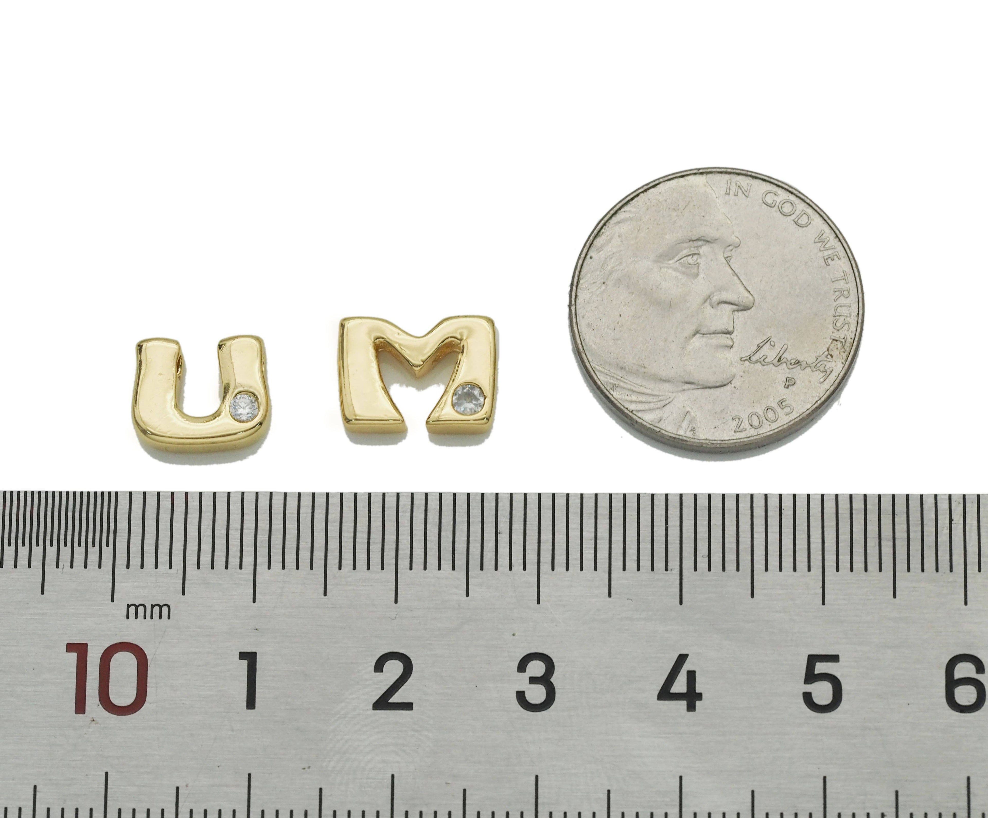 CZ Gold Initial Letters Bead, Sku#G435