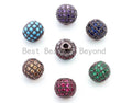 6mm,8mm,10mm CZ Micro Pave Round Ball Beads, Rainbow/Green/Turquoise/Fuchsia/Blue/Purple/Bronze Color CZ Ball Space Beads,1/2pcs,sku#G308