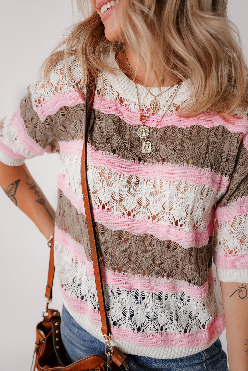 Leilani Crochet Half Sleeve Sweater