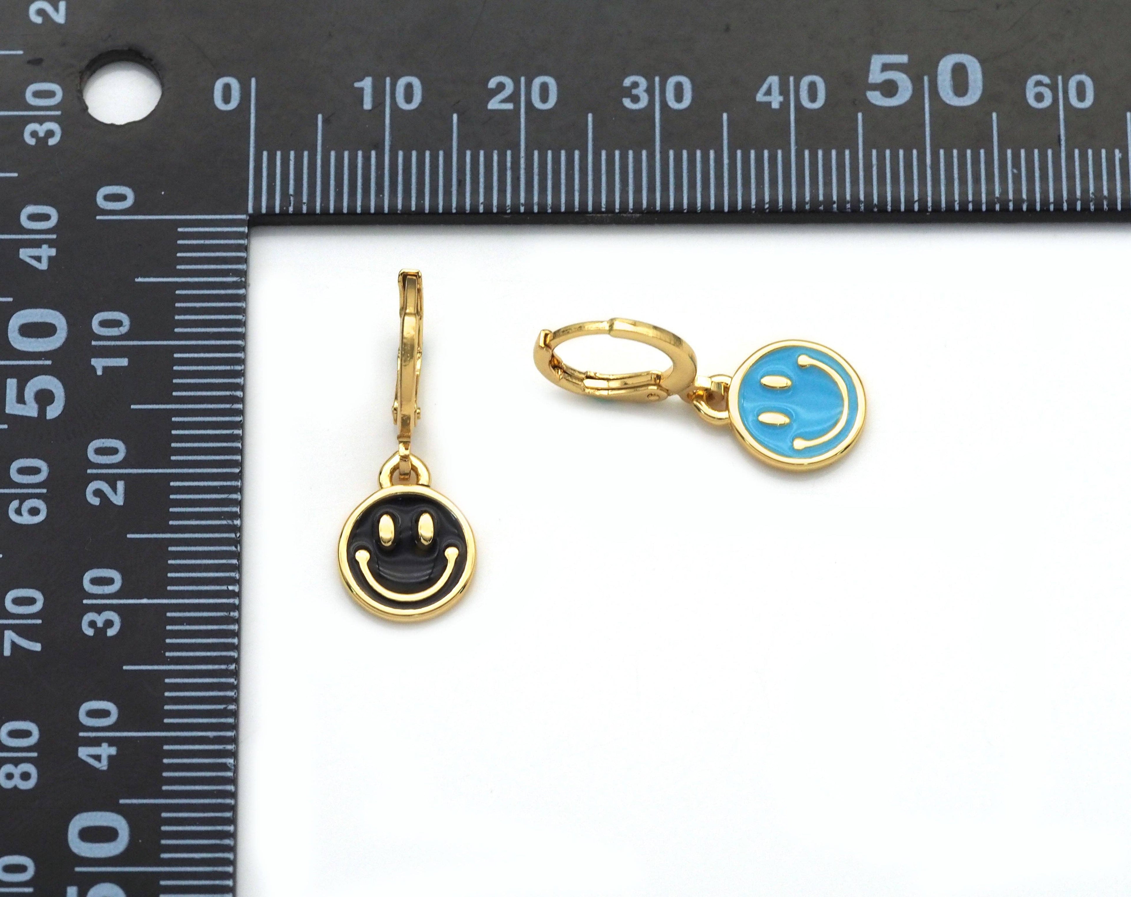Cute Smiley Face Hoop Earrings, Sku#EF224