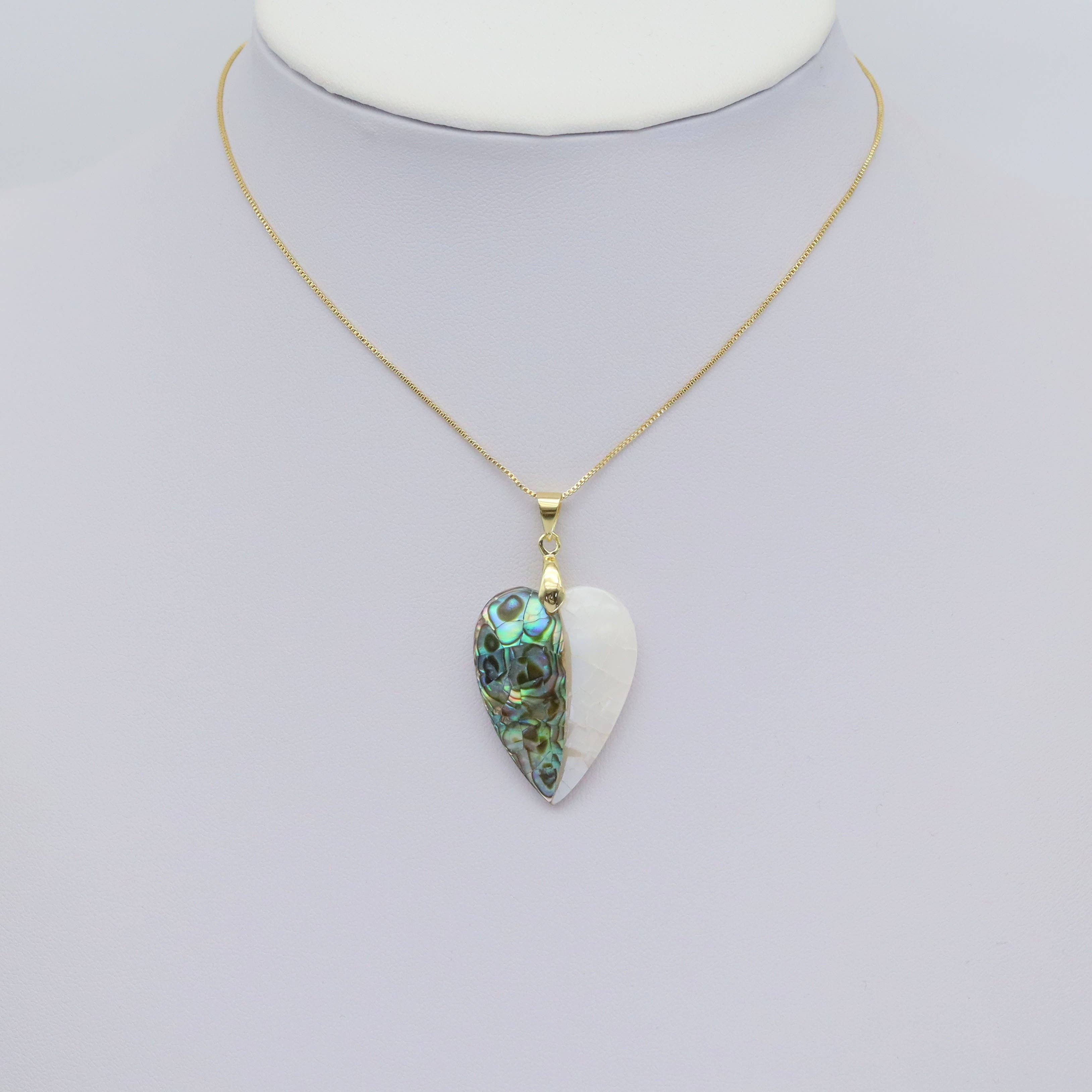 Mother of Pearl Abalone Shell Heart Shape Charm, Sku#LX461