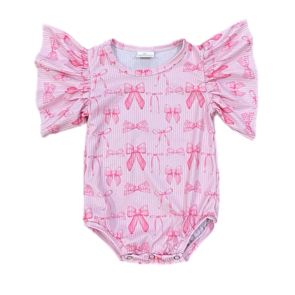 Coquette bows ribbed flutter leo