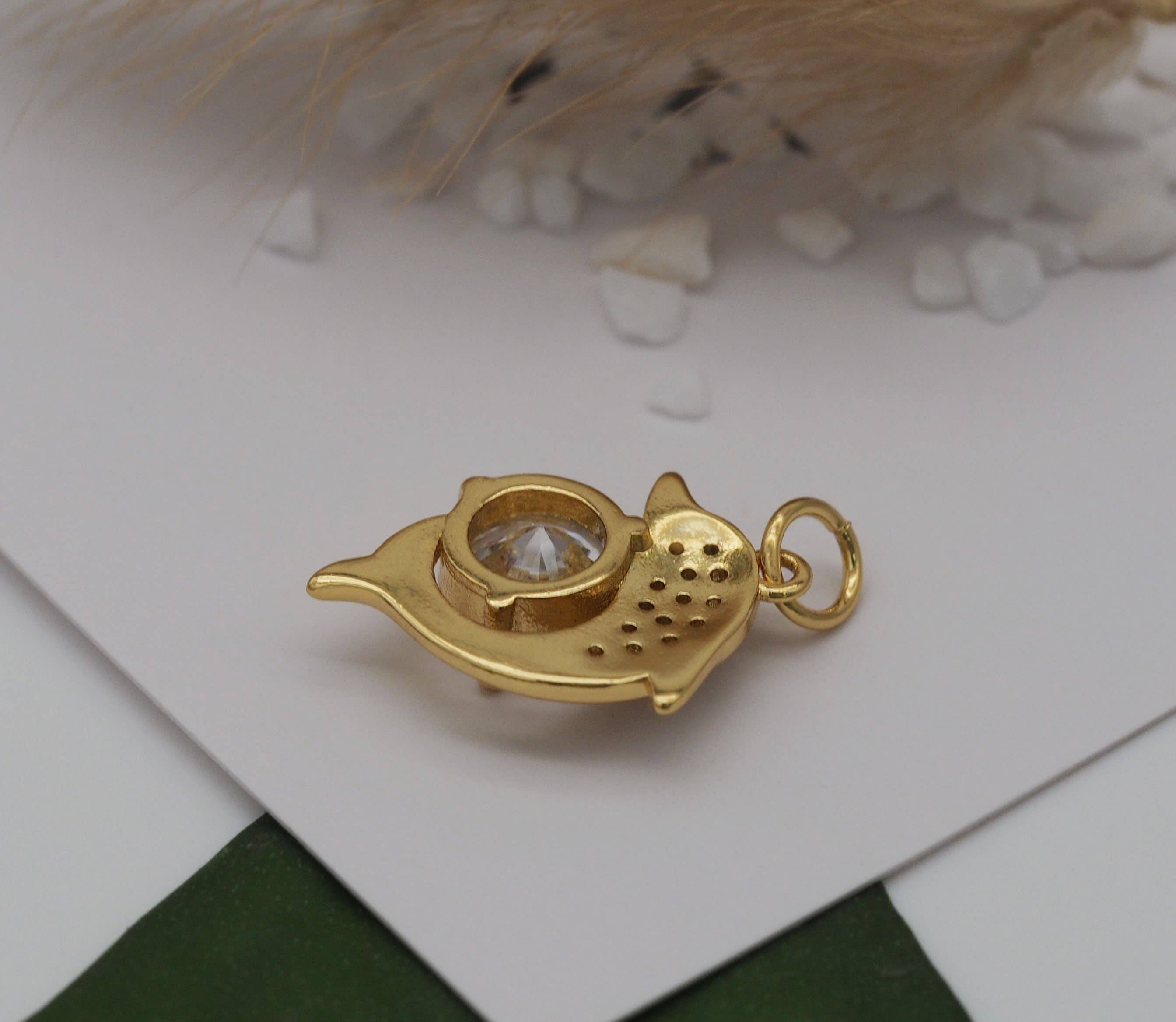 Big Round CZ Dolphin Charm, Sku#Y680